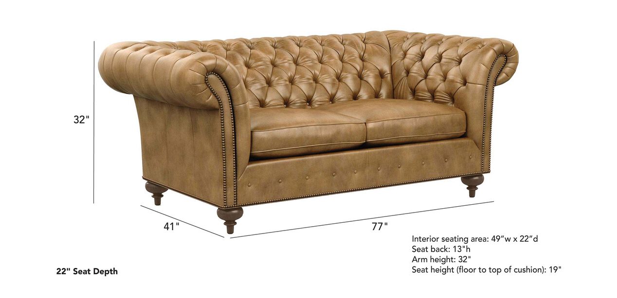 Mansfield Leather Small Scale Sofa, Small Scale Leather Sofa