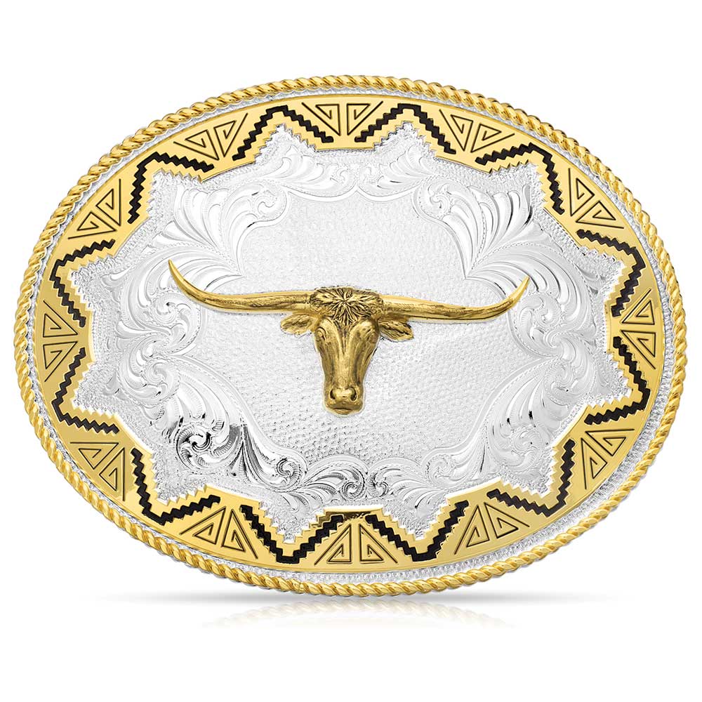 Montana Silversmiths Western Lifestyle Texas Longhorn Made in the USA Buckle 2.5 Montana Silversmiths Two-Tone Longhorn Attitude Buckle  main image 4