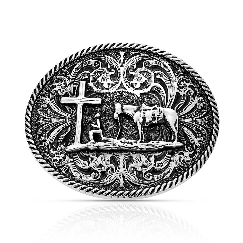 Christian Cowboy Attitude Belt Buckle | Montana Silversmiths display picture 3