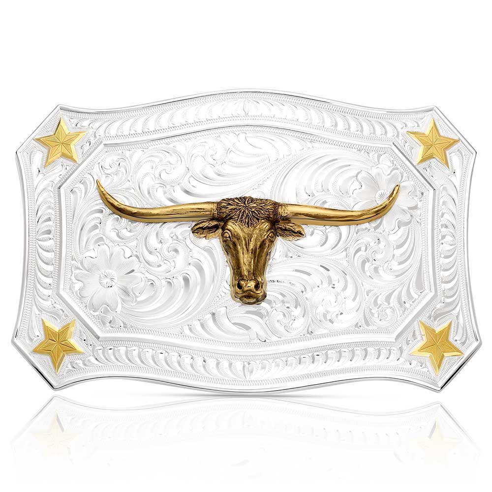 Iconic Western Longhorn Silver Belt Buckle | Montana  display picture 3