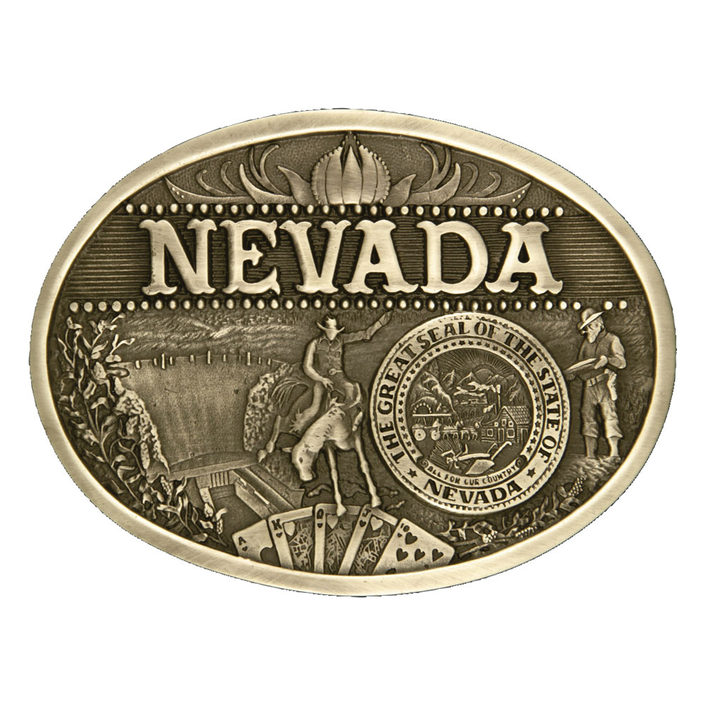 BUCKLES NEVADA STATE BELT BUCKLE VERY NICELY DONE NEW