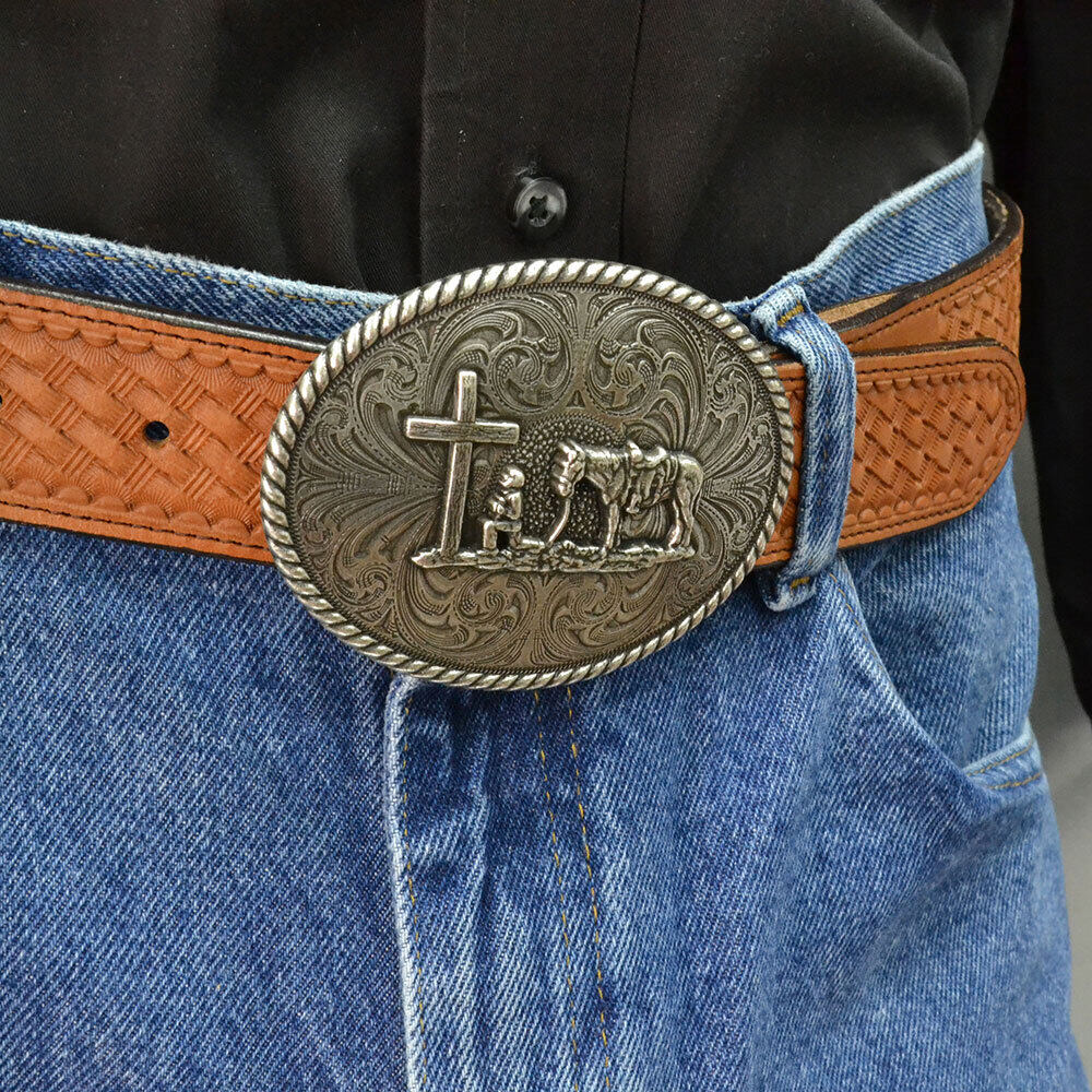 Christian Cowboy Attitude Belt Buckle | Montana Silversmiths