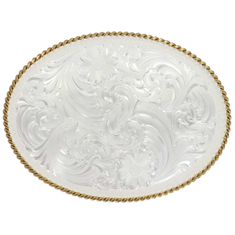 Custom Bold Engraved Two-Tone Scalloped Buckle | Montana  display picture 1