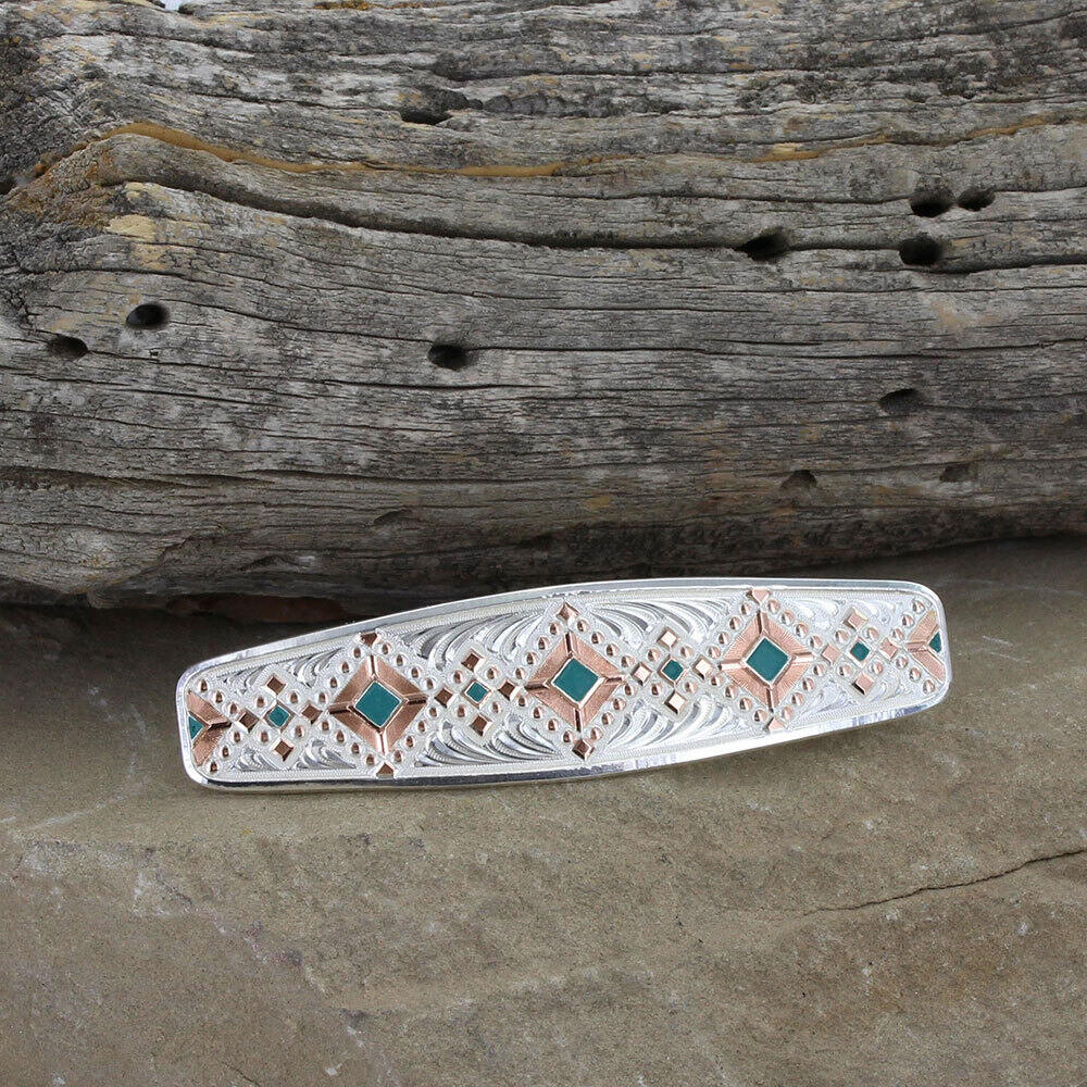 Two Tone Southwestern Beats Barrette | Montana Silversmiths display picture 1