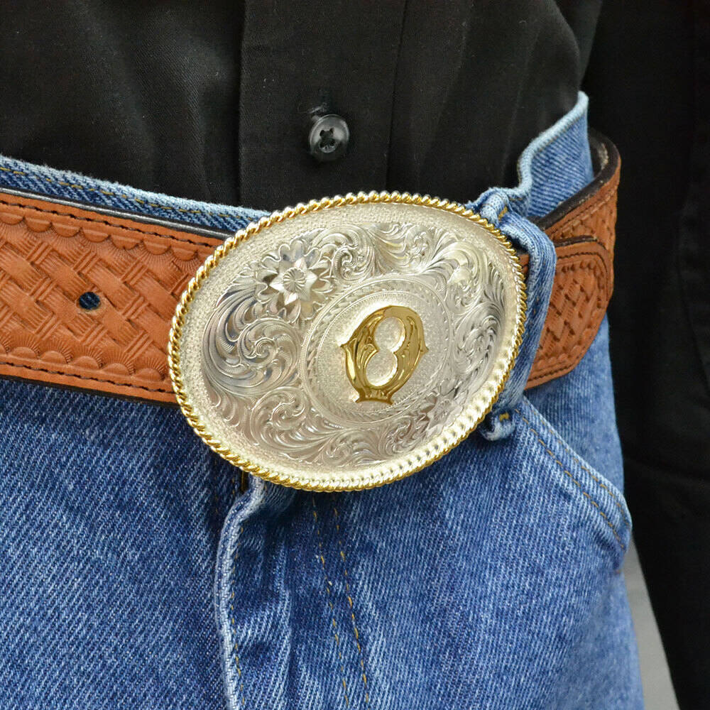 New letter O initial western belt buckle approx. 3.5x2.5\
