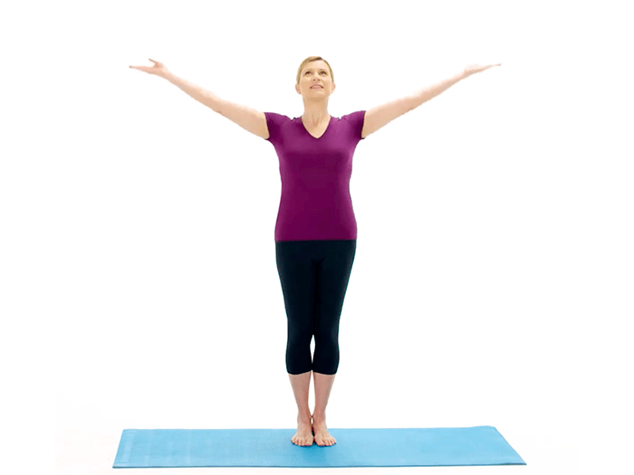 Simple standing warm-up yoga asanas set Royalty Free Vector