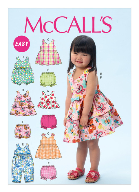 McCalls Patterns M6015 Infants Lined Dresses Panties and Headband 