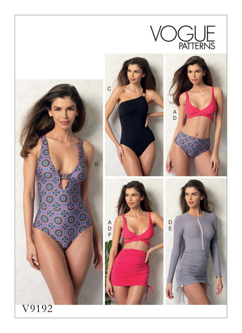 V9192 | Misses' Wrap-Top Bikini, One-Piece Swimsuits, and Cover-Ups | Vogue  Patterns
