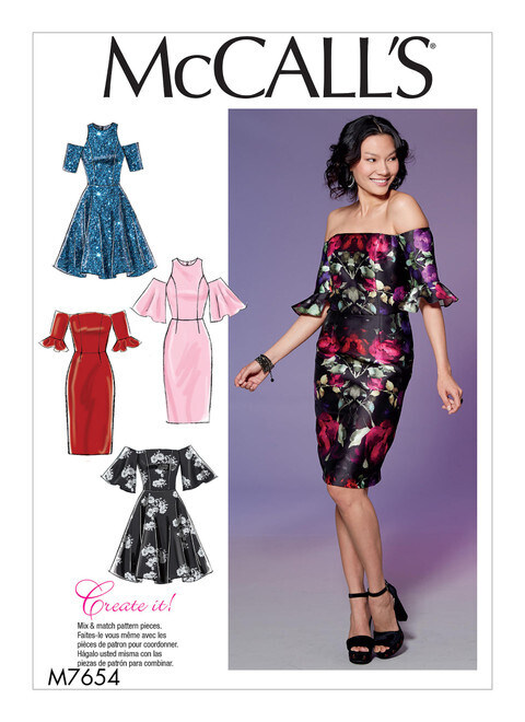 McCalls Pattern M7014 Ms EASY Dresses w/Seam Details & Sleeve~Trim Variations 