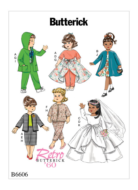 One Size Only BUTTERICK PATTERNS B6000OSZ Clothes Sewing Template for 18-Inch Doll 