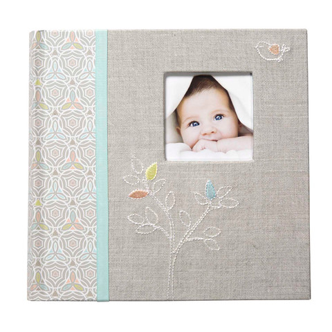 Linen Tree CR Gibson Slim Bound Baby PHOTO JOURNAL Album Newborn Baby Gift Set Memory Book Keepsake Baby Journal