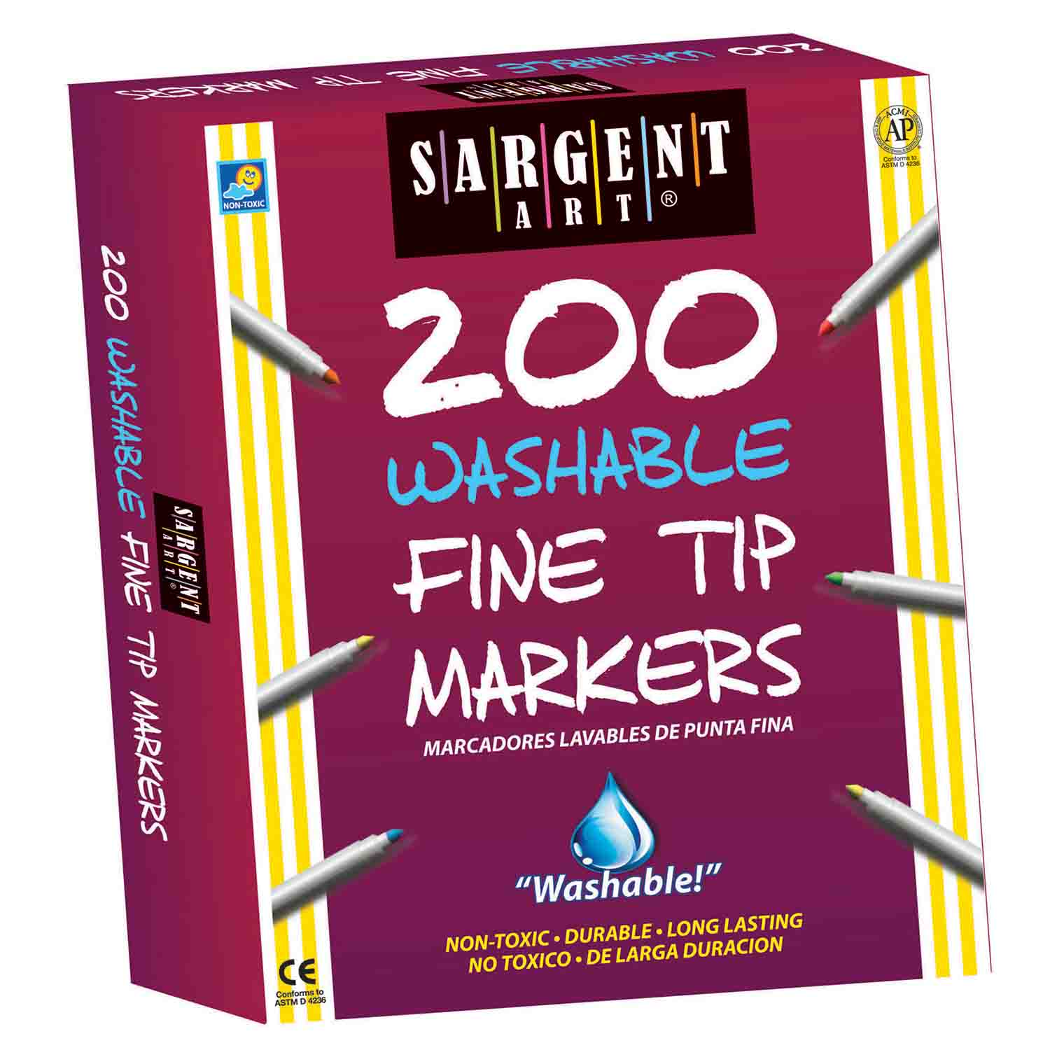 Sargent Art® Washable Fine Marker Assortment, 200 Count