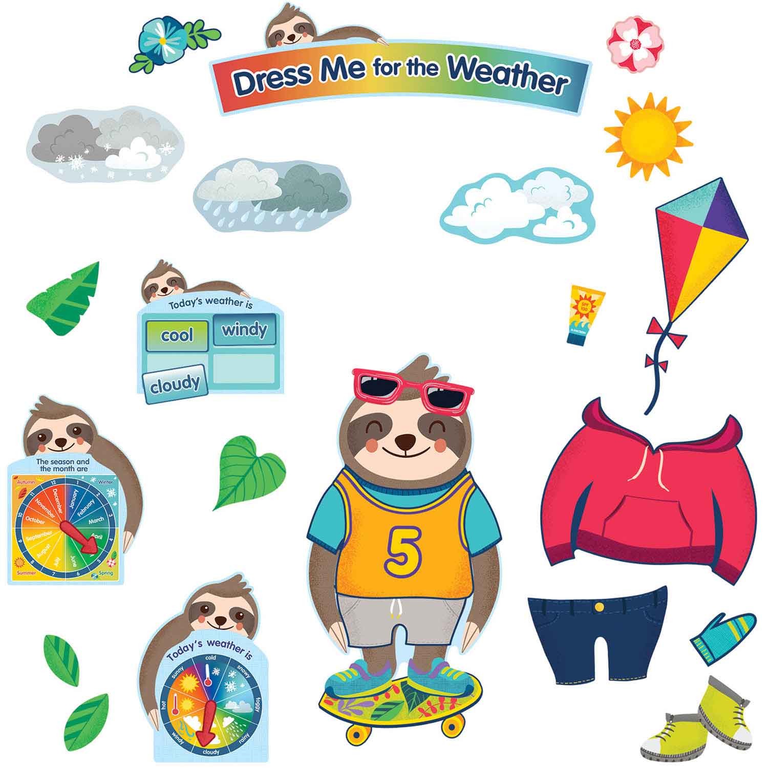 Sloth Dress Me for the Weather Bulletin Board Set