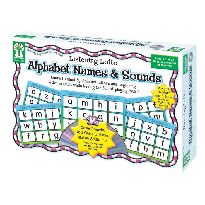 Alphabet Names & Sounds Listening Lotto Game