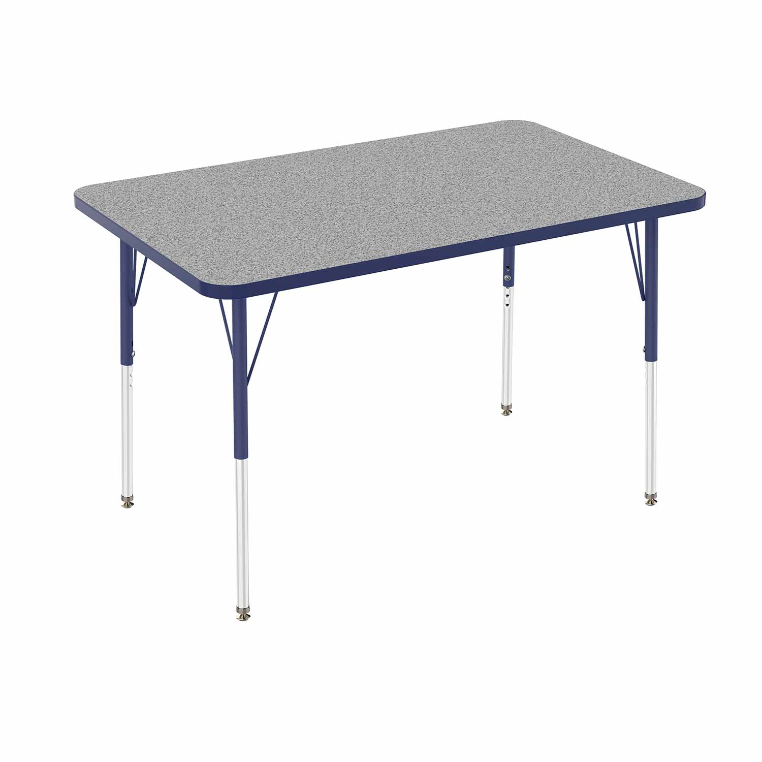 Activity Table, Rectangle 30" x 48", Grey Top Navy Edge & Legs