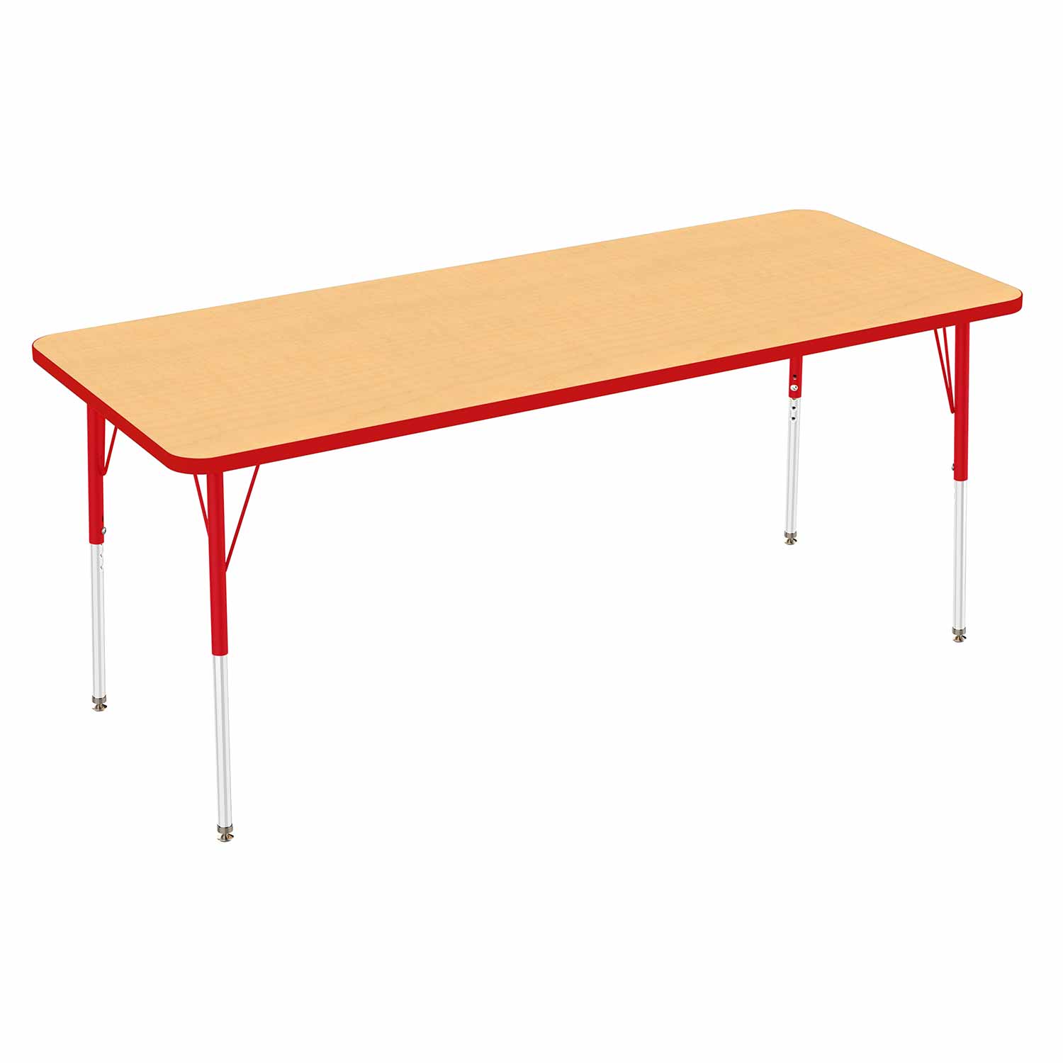 Activity Table, Rectangle 30" x 60", Maple Top Red Edge & Legs