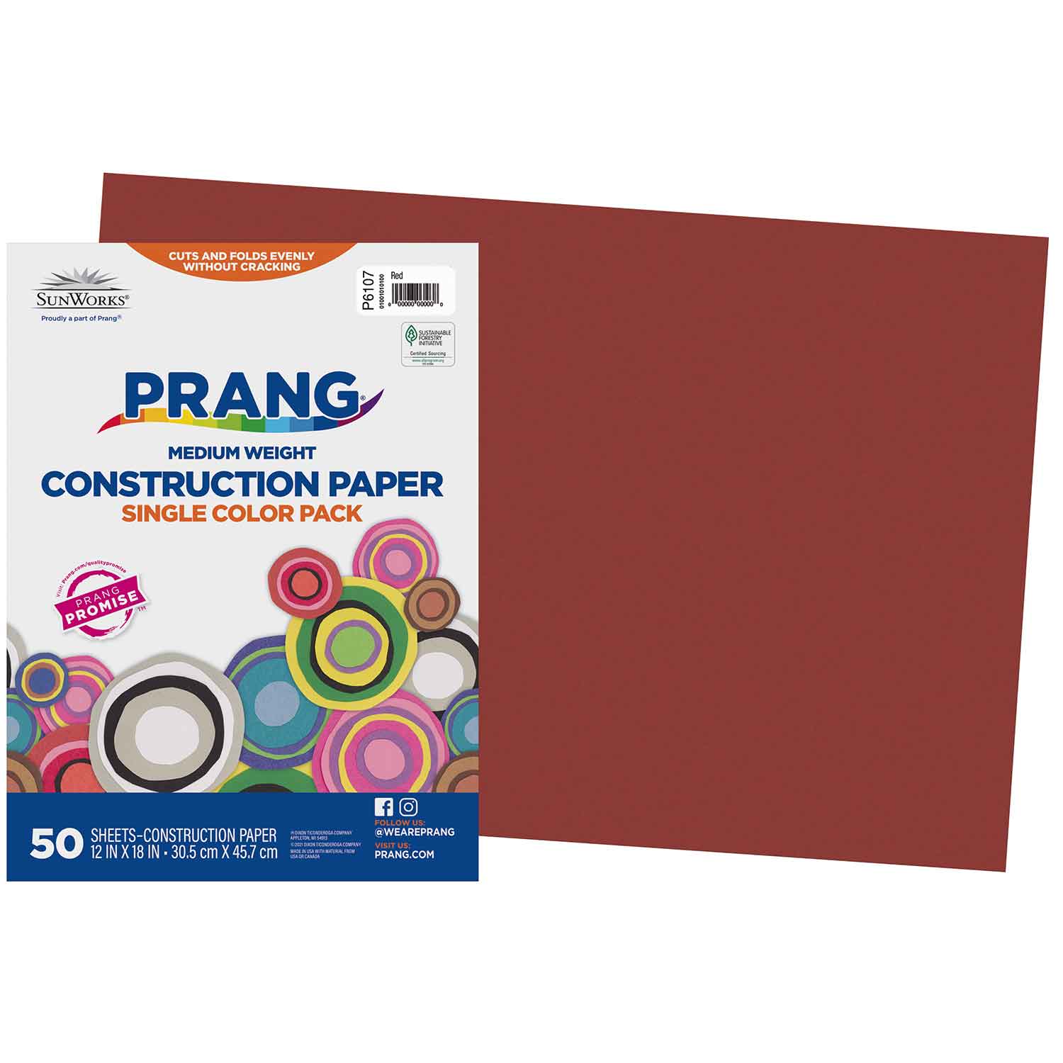 Prang® Prang® Sunworks® Construction Paper, 12" x 18", Red