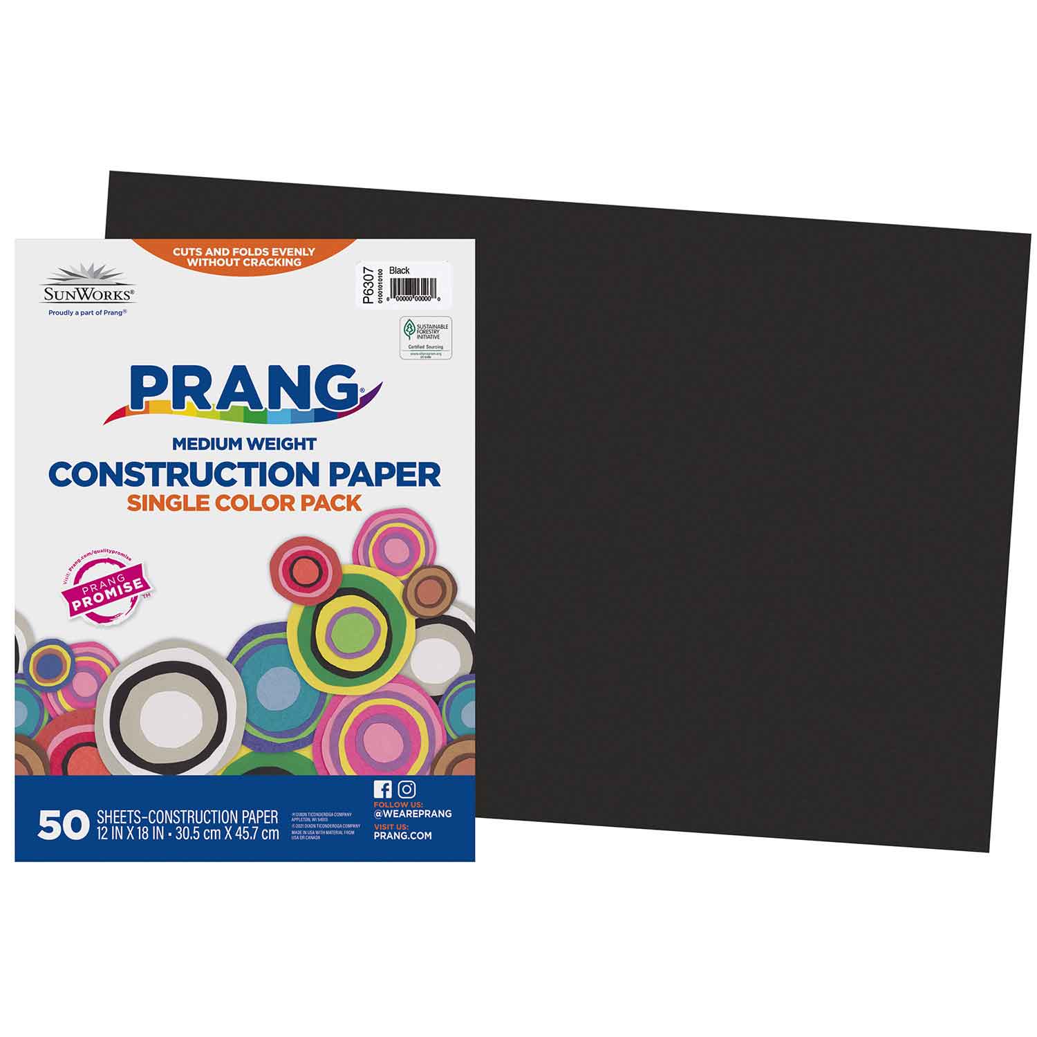 Prang® Prang® Sunworks® Construction Paper, 12" x 18", Black