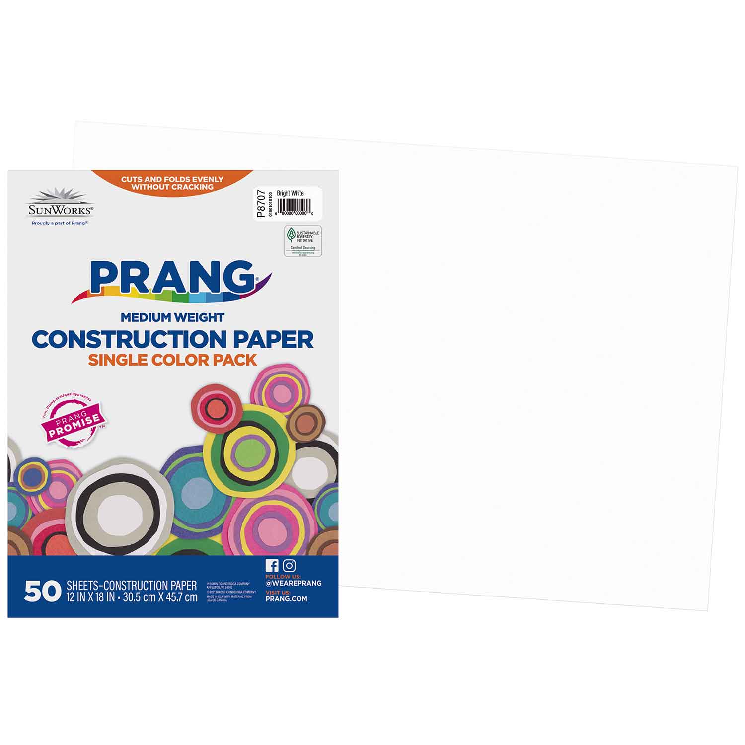 Prang® Prang® Sunworks® Construction Paper, 12" x 18", Bright White