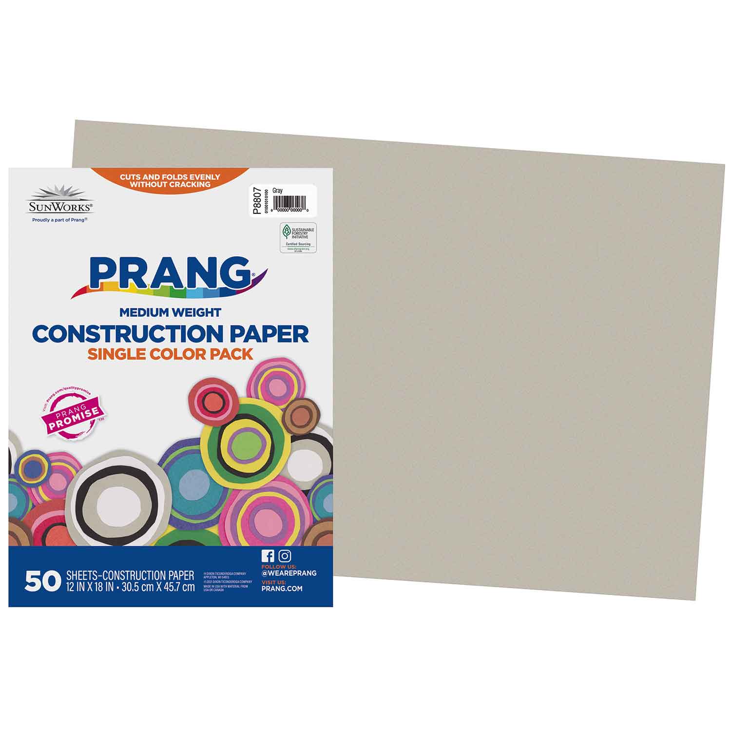 Prang® Prang® Sunworks® Construction Paper, 12" x 18", Gray