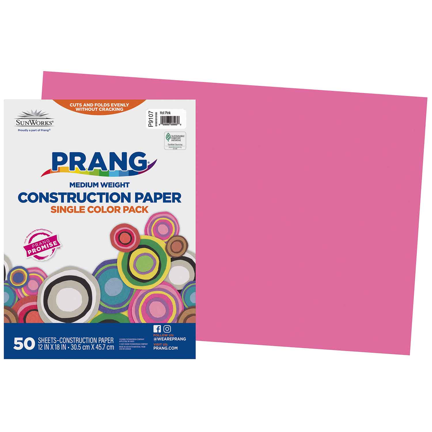 Prang® Prang® Sunworks® Construction Paper, 12" x 18", Hot Pink