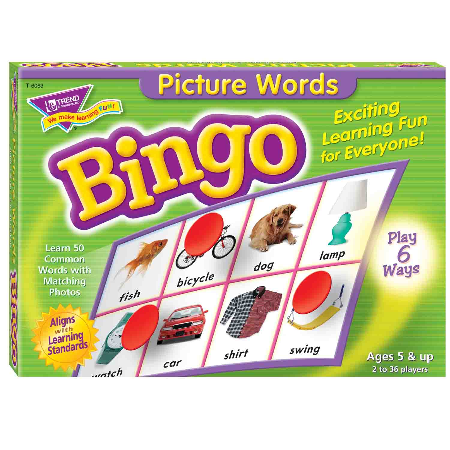 Picture Words Bingo Game