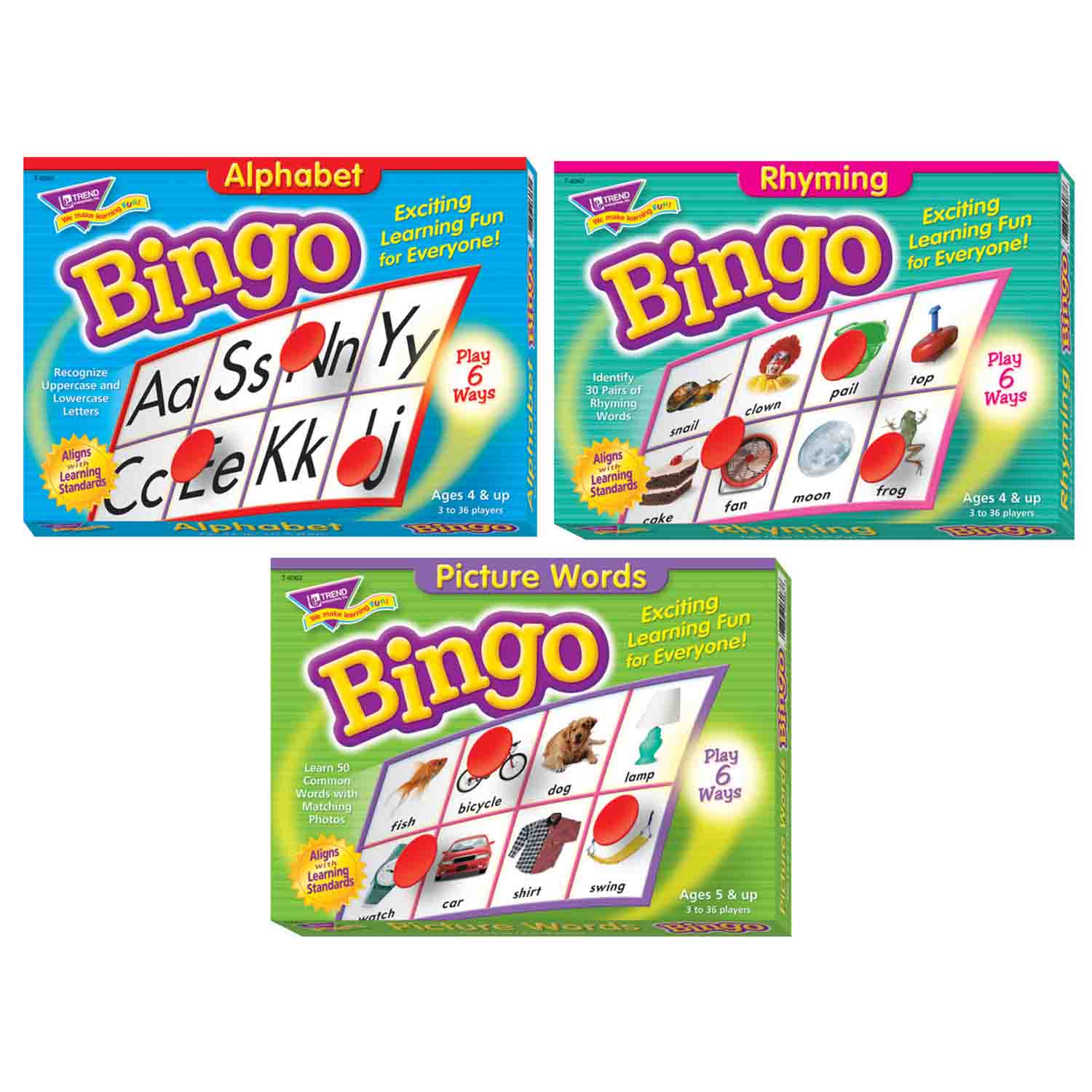 Early Learning Bingo Games, Set of 3