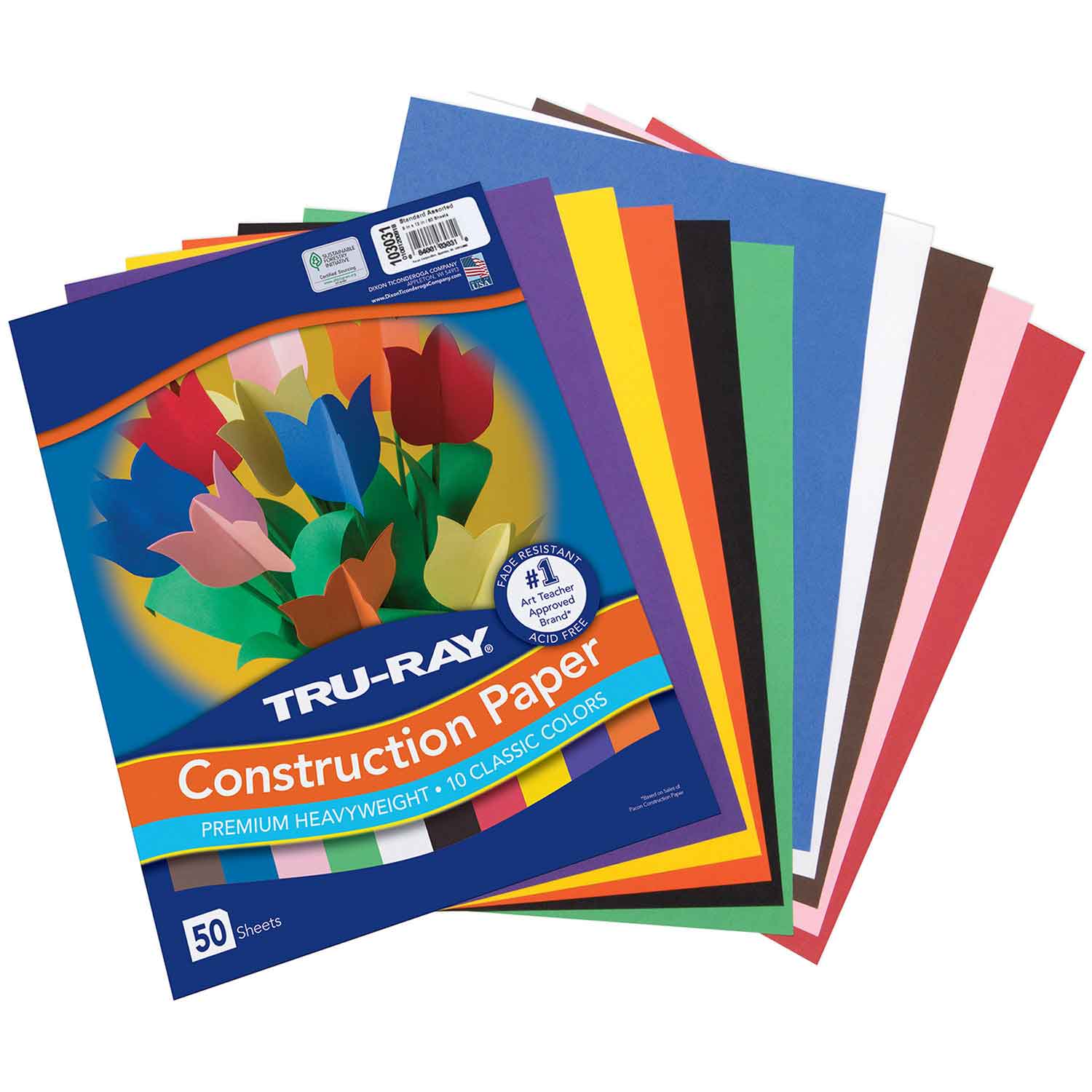 Tru-Ray 24 x 36 In. Sulphite Acid-Free Non-Toxic Construction Paper;  Assorted Color; Pack Of 50