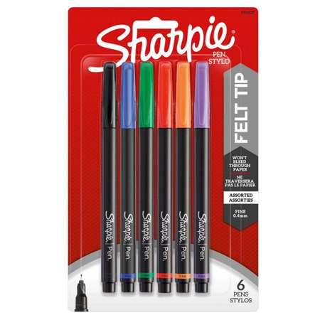Sharpie Pens, 6 Color Set