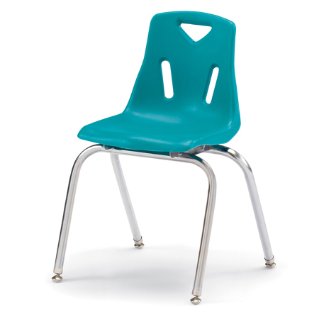 Berries® Plastic Chairs with Chrome Legs, Teal, 18"