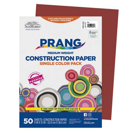 Prang® Prang® Sunworks® Construction Paper, 9" x 12", Red