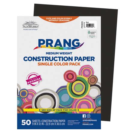 Prang® Prang® Sunworks® Construction Paper, 9" x 12", Black