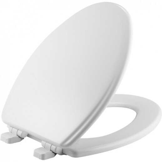 Elongated White C3B4E200CH Comfort Seats C1B4E2-00CH Deluxe Molded Wood Toilet Seat with Chrome Hinges 