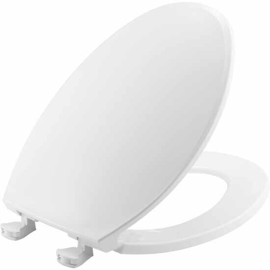 Elongated White Bemis 1800EC 000 Toilet Seat with Easy Clean & Change Hinges 