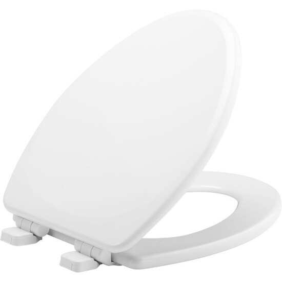 Toilet Seat Molded Wood Whisper Close Elongated Closed Front in White Finish 