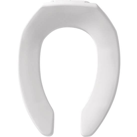 White BEMIS 1955CT Commercial Heavy Duty Open Front Toilet Seat will Never Loosen & Reduce Call-backs ELONGATED Plastic 