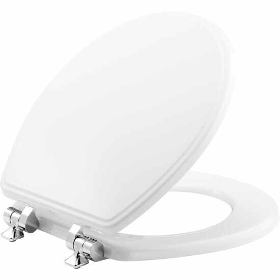 Bemis Slow Soft Close Hinge Round Closed Front Toilet Seat Lid Cover White Wood 