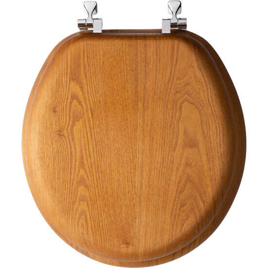 Oak Wood Veneer Elongated Natural Reflections Toilet Seat 