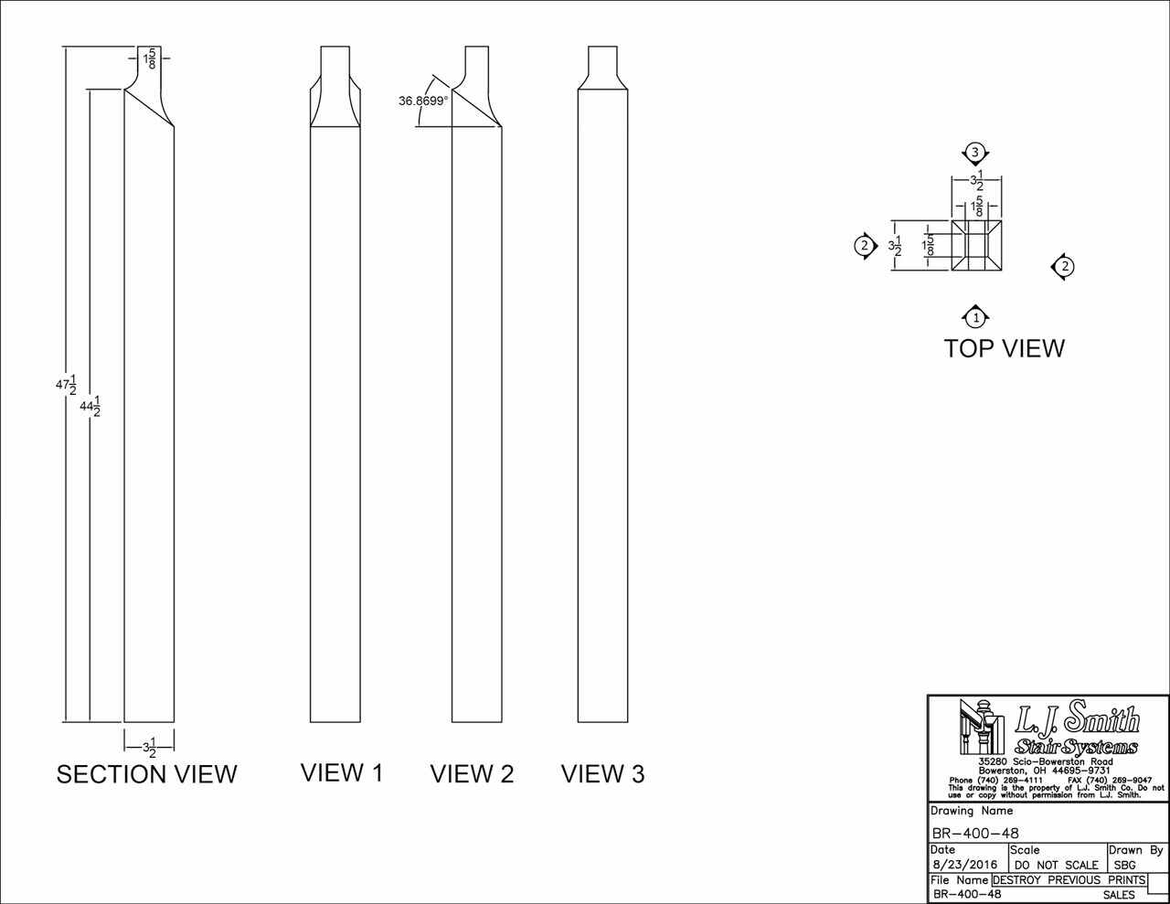 Wood Rake Newel — L.J. Smith Stair Systems