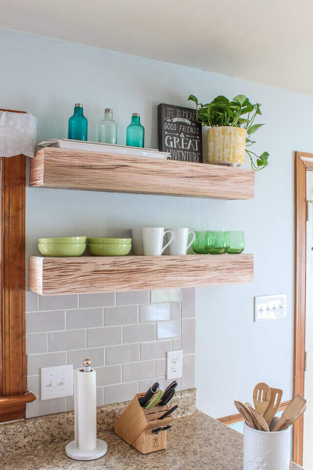 Floating Shelves Perfect For Kitchens, Two Tone Floating Shelves For Kitchen
