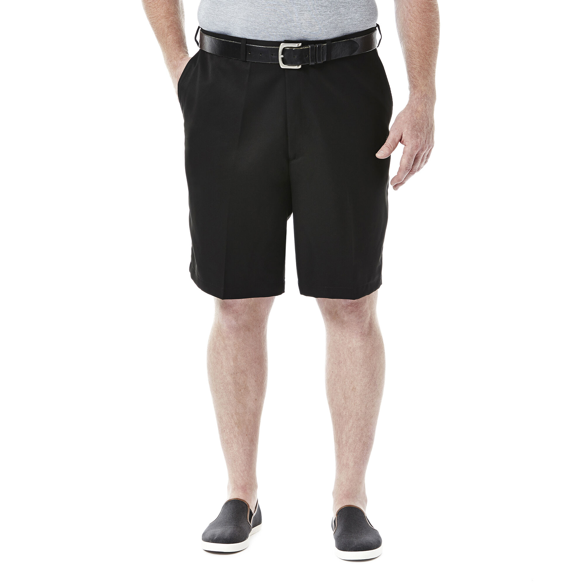 Haggar Big & Tall Mens Flat Front Casual Shorts Expandable Waist 