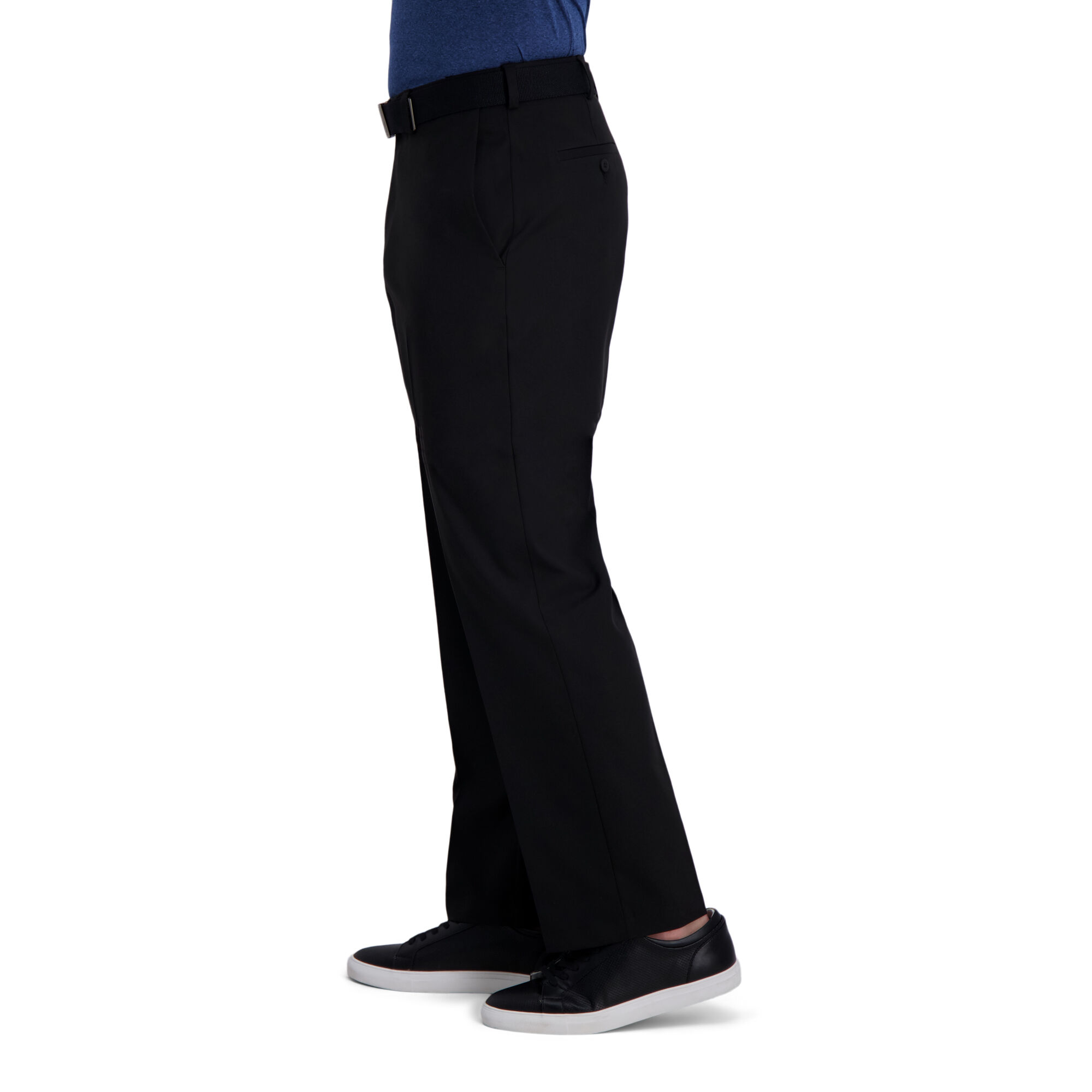 Haggar Men's Cool Right Performance Flex Solid Classic Fit Flat Front Expandable Waist Pant 