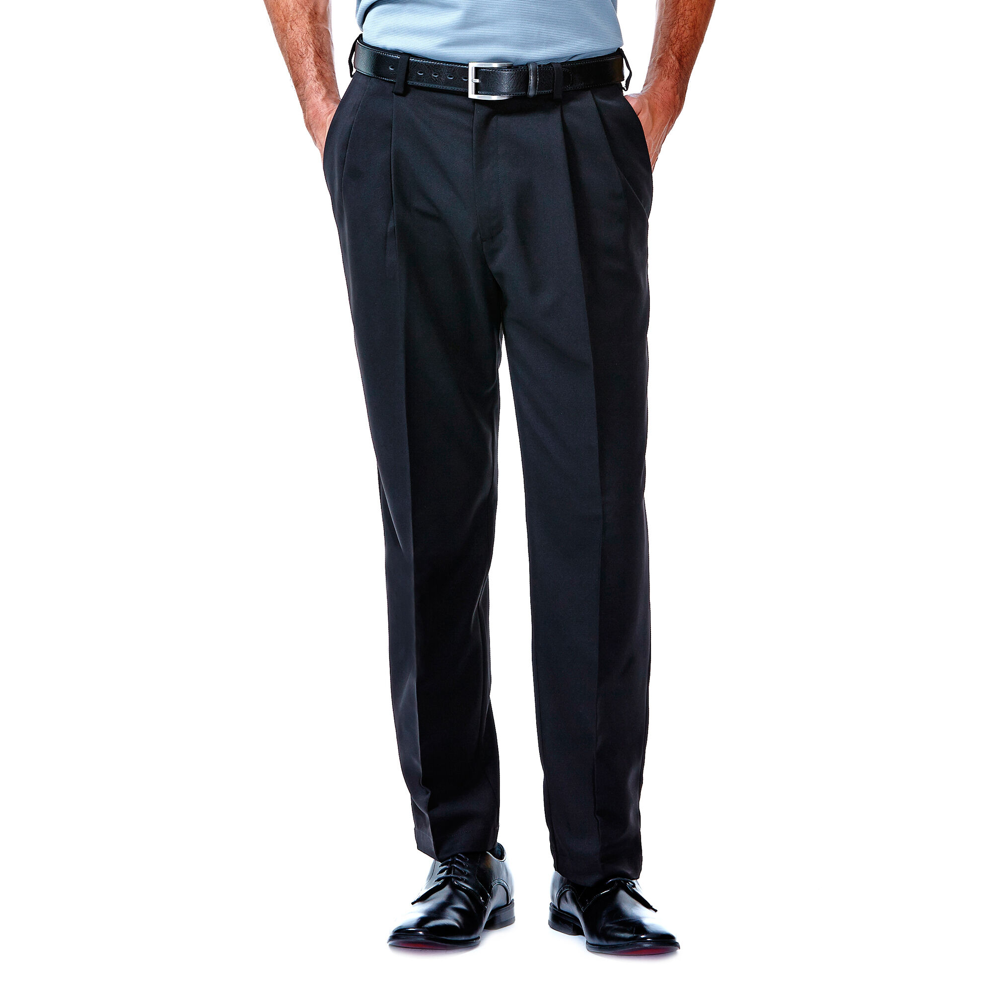 Haggar Mens Cool 18 Hidden Expandable Waist Pleat Front Pant-Regular and Big & Tall Sizes 