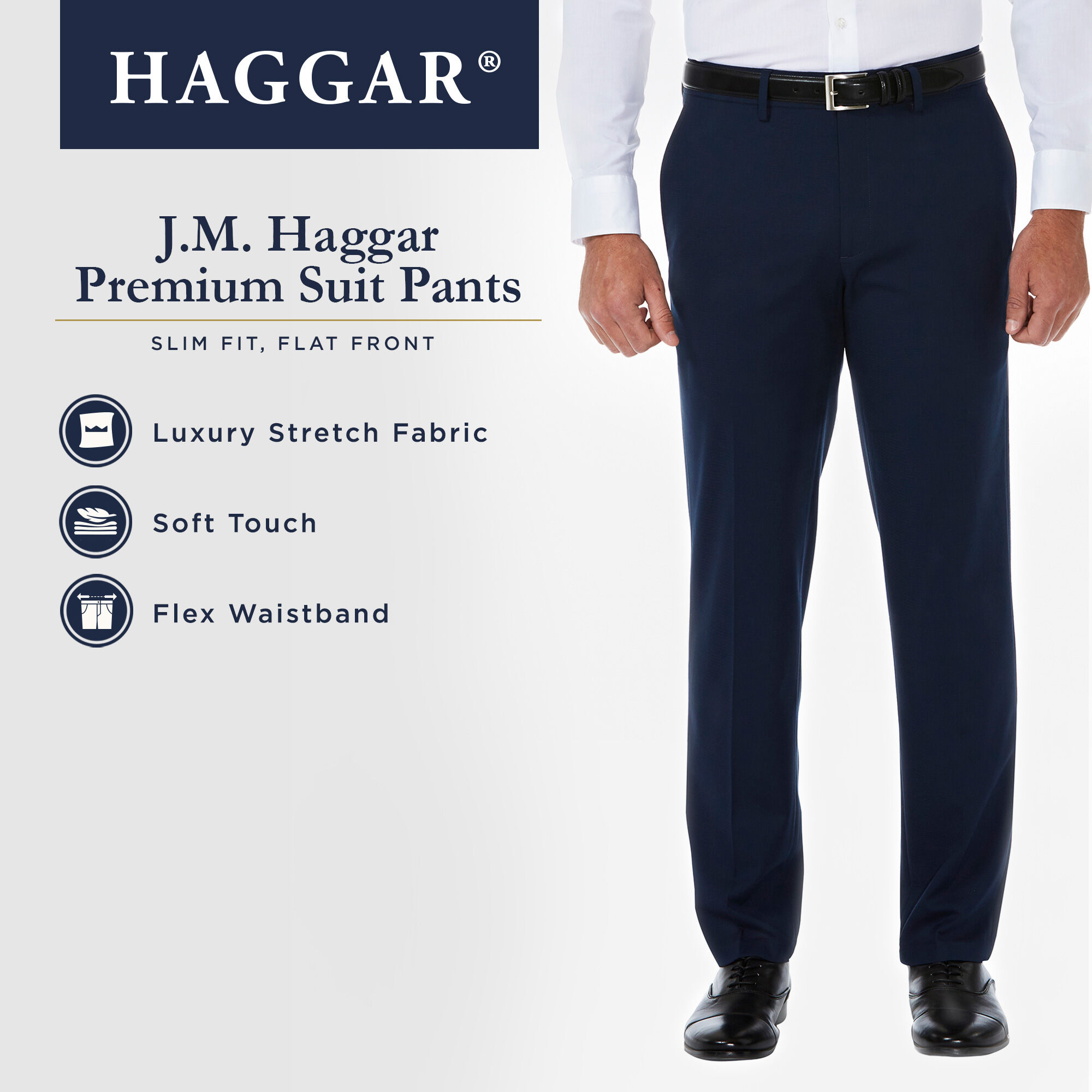 Haggar Mens Premium Performance Stretch Stria Plain Front Suit Separate Pant J.M 