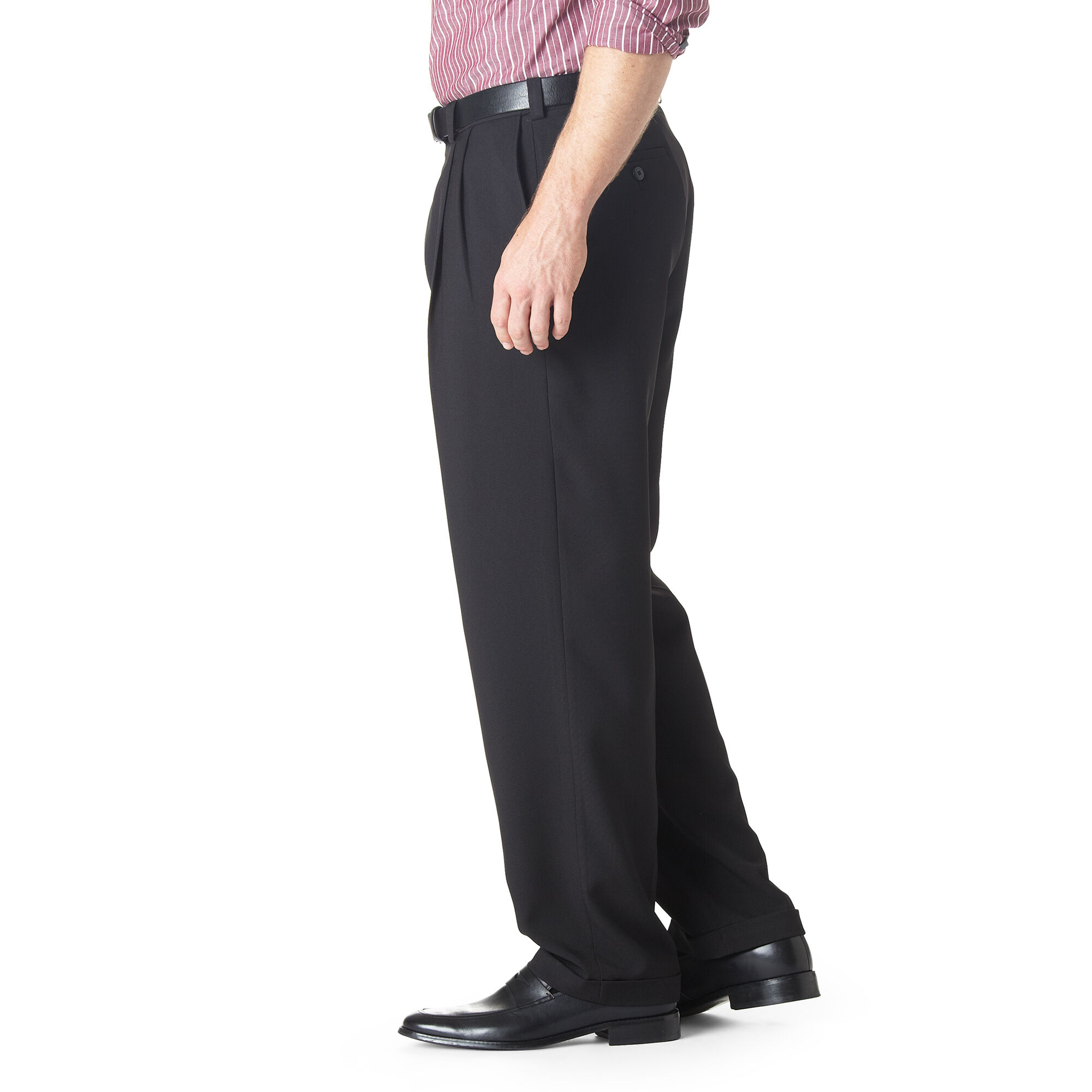 eCLo Stria Dress Pant | Classic Fit, Pleat Front, No Iron | Haggar.com