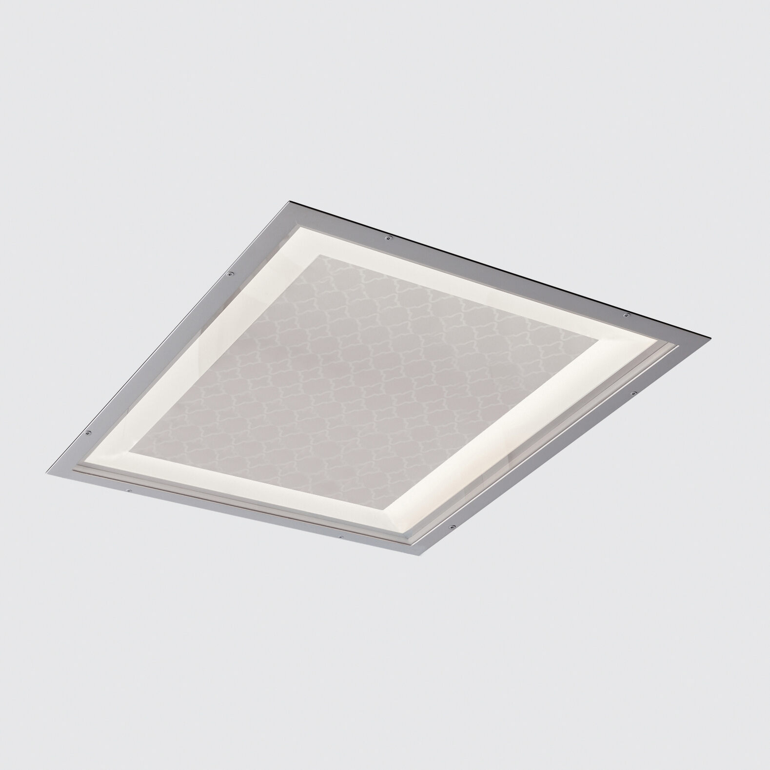 A 2x2 recessed ceiling luminaire with a center pattern for behavioral health patient rooms