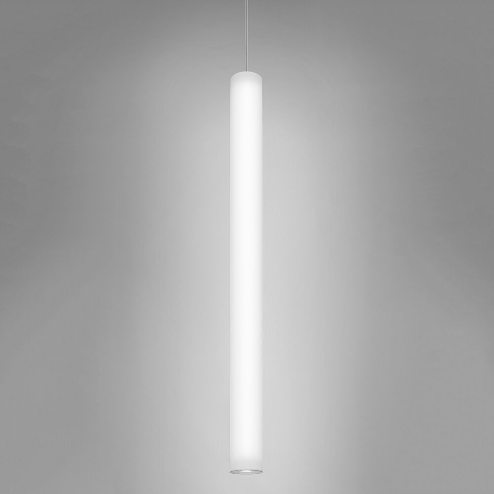 A long, luminous cylinder pendant