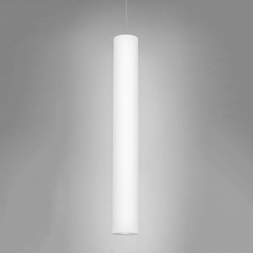 A long, luminous cylinder pendant
