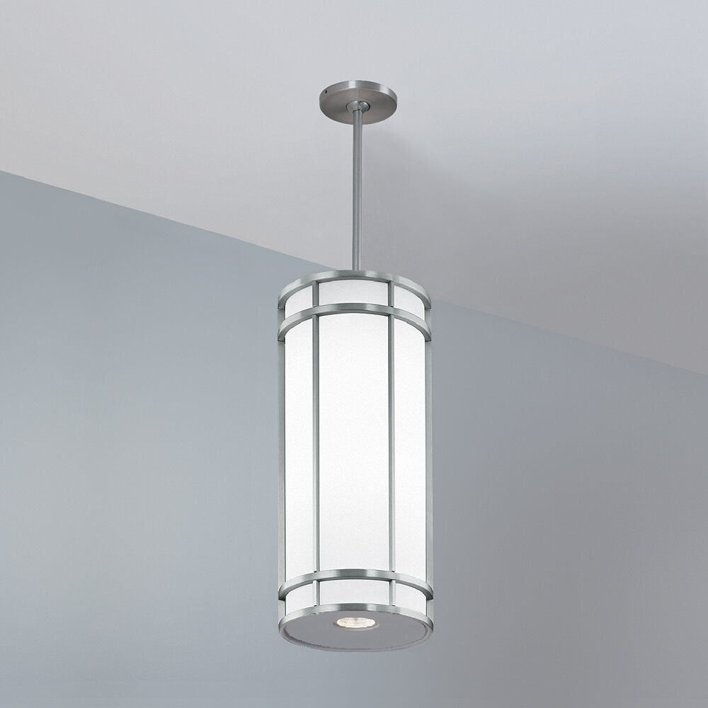 A large, luminous cylinder pendant with cross bar accent