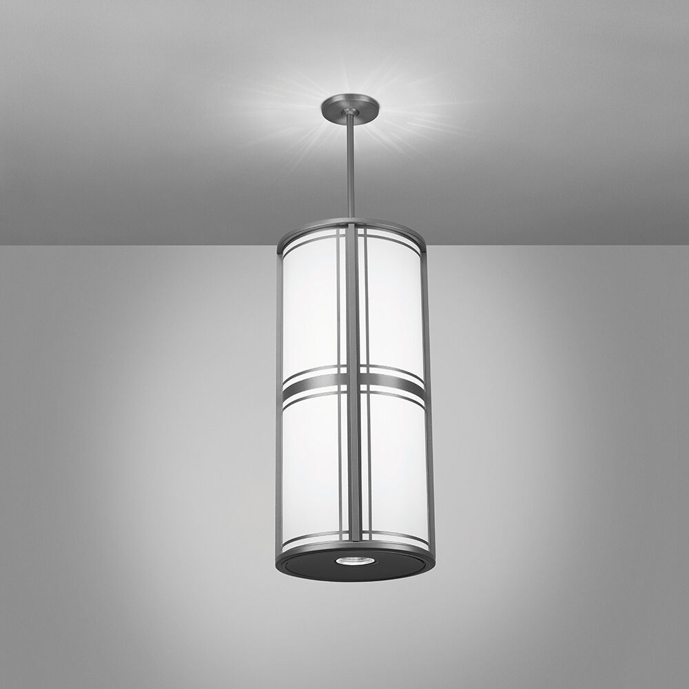 A classic architectural cylinder pendant with frame accents 